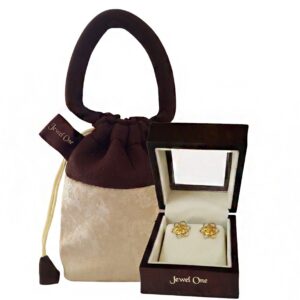 18 kt yellow gold wedding wear two tone flower stud women's earrings