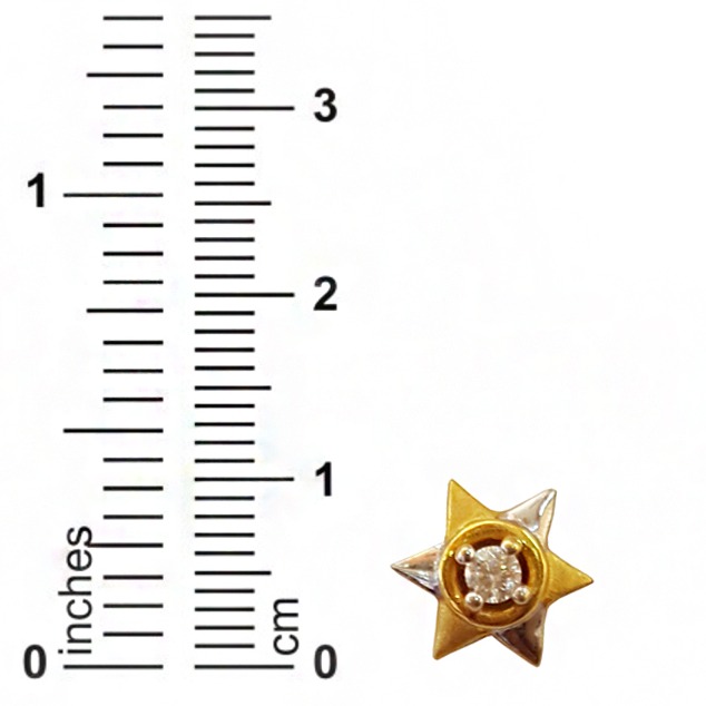18k real solid yellow gold star solitaire cz stud women's earrings