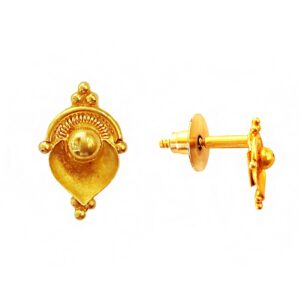 22kt solid yellow gold classy stud women's earrings screw back