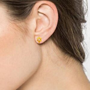 22kt yellow gold classy two tone stud women earrings handmade