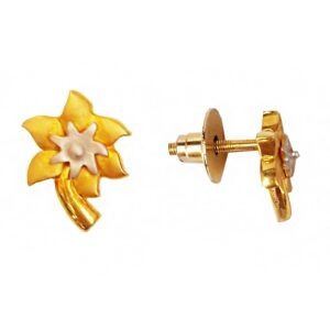 22kt yellow gold classy two tone stud women earrings handmade