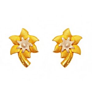 22kt yellow gold classy two tone stud women earrings handmade