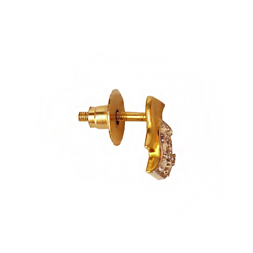 22kt yellow gold cz classy handmade stud women's earrings