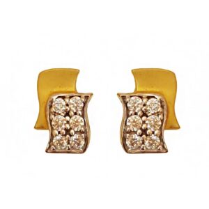 22kt yellow gold cz classy handmade stud women's earrings