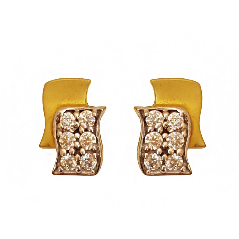 22kt yellow gold cz classy handmade stud women's earrings