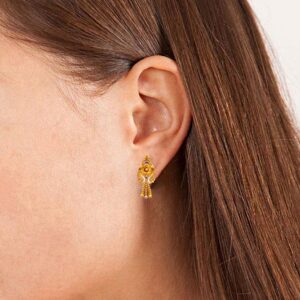 18 kt solid yellow gold wedding stud women's earrings