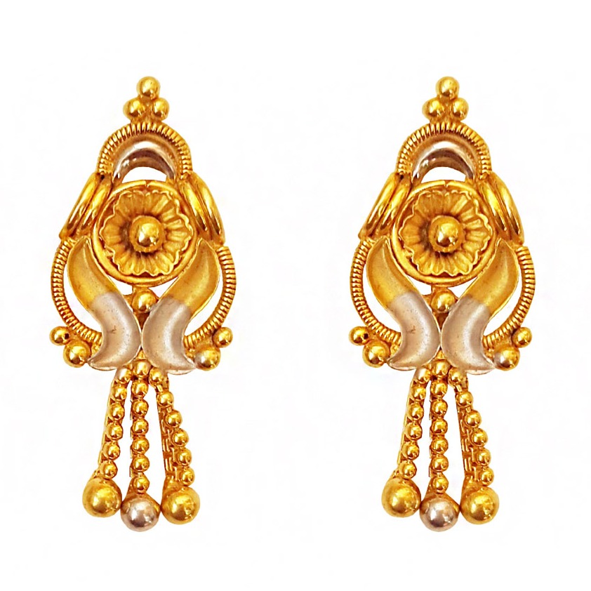 18 kt solid yellow gold wedding stud women's earrings