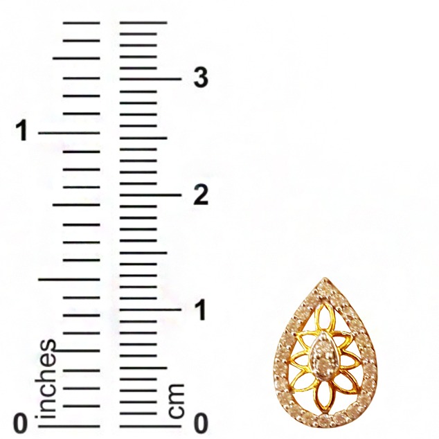22 kt solid yellow gold cZ pear shape handmade stud women's earrings - Image 5