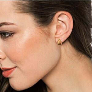 22 kt solid yellow gold cZ pear shape handmade stud women's earrings