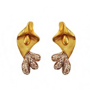 18kt yellow solid gold wedding wear stud earrings cz