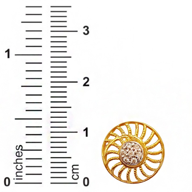 18 kt yellow solid gold party wear stud women's earrings zircon cz