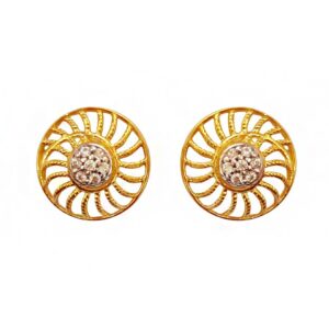 18 kt yellow solid gold party wear stud women's earrings zircon cz