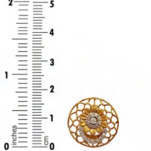 22 kt yellow gold cz sun flower handmade stud women's earrings