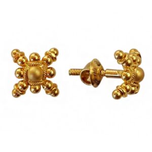 22kt solid yellow gold elegant square stud women earrings handmade