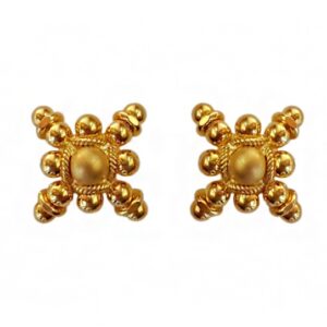 22kt solid yellow gold elegant square stud women earrings handmade