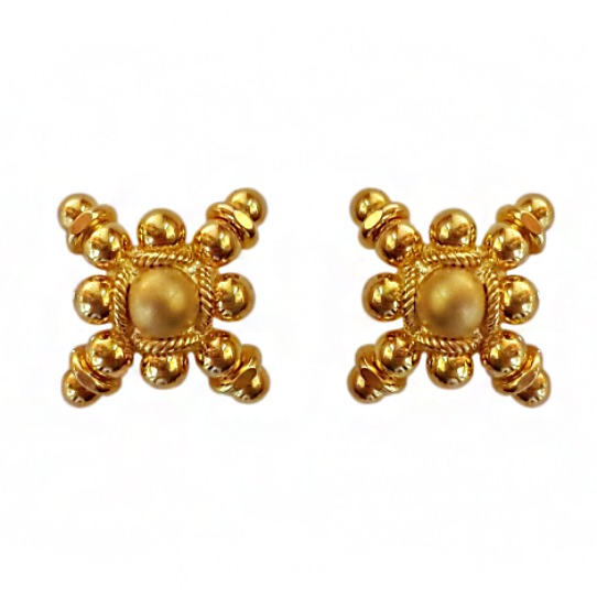 22kt solid yellow gold elegant square stud women earrings handmade