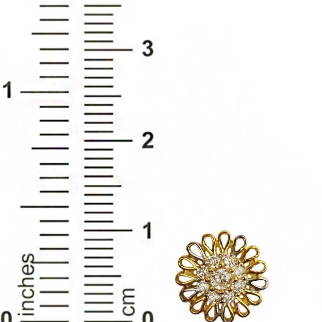 22kt solid yellow gold cubic zirconia cz round stud women earrings