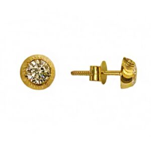 22kt yellow gold solitaire cubic zirconia cz stud women earrings