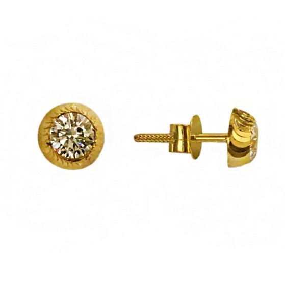 22kt yellow gold solitaire cubic zirconia cz stud women earrings
