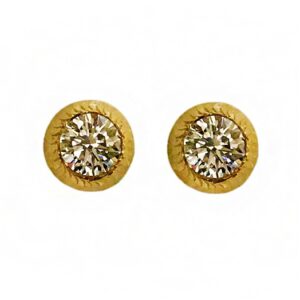 22kt yellow gold solitaire cubic zirconia cz stud women earrings