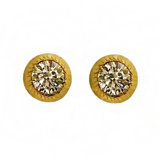 22kt yellow gold solitaire cubic zirconia cz stud women earrings