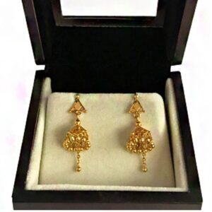 22kt solid yellow gold classy dangle drop women earrings