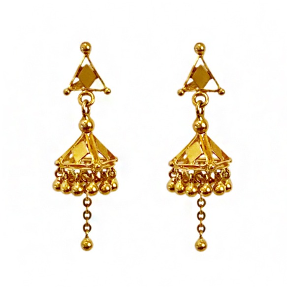 22kt solid yellow gold classy dangle drop women earrings