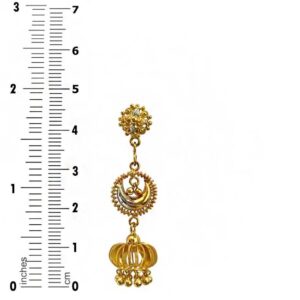 22kt yellow gold long 2 tone dangle drop women earrings