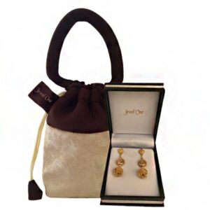22kt yellow gold long 2 tone dangle drop women earrings