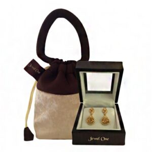 22kt solid yellow gold two tone dangle drop women earrings