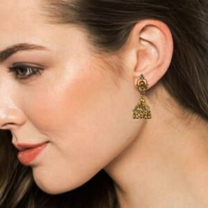 22kt solid yellow gold two tone dangle drop women earrings