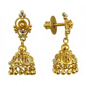 22kt solid yellow gold two tone dangle drop women earrings