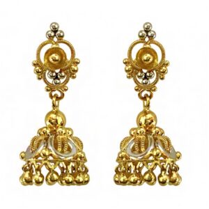 22kt solid yellow gold two tone dangle drop women earrings