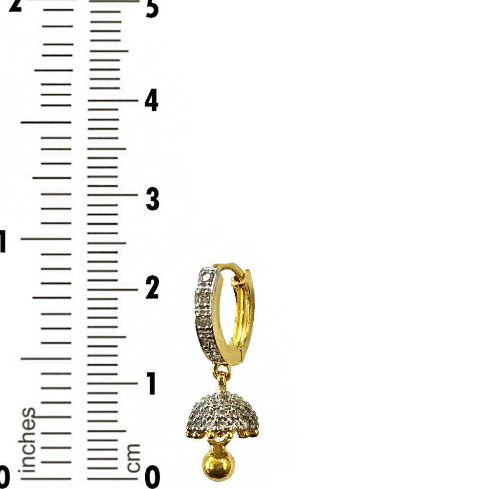 22kt yellow solid gold wedding wear CZ huggie hoop earrings