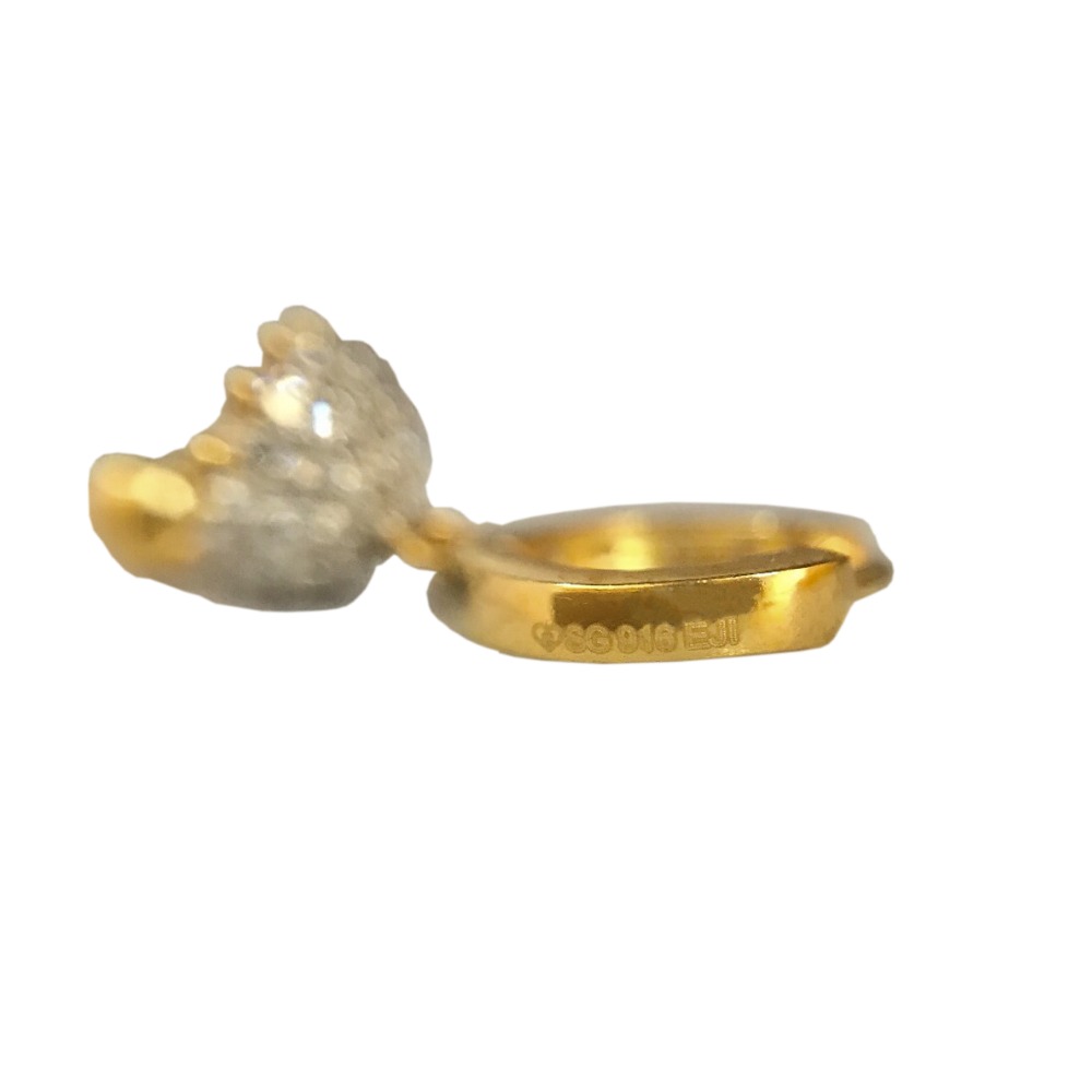 22kt yellow solid gold wedding wear CZ huggie hoop earrings