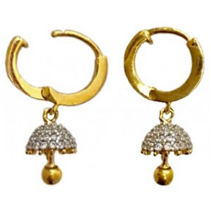 22kt yellow solid gold wedding wear CZ huggie hoop earrings