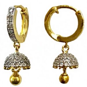 22kt yellow solid gold wedding wear CZ huggie hoop earrings