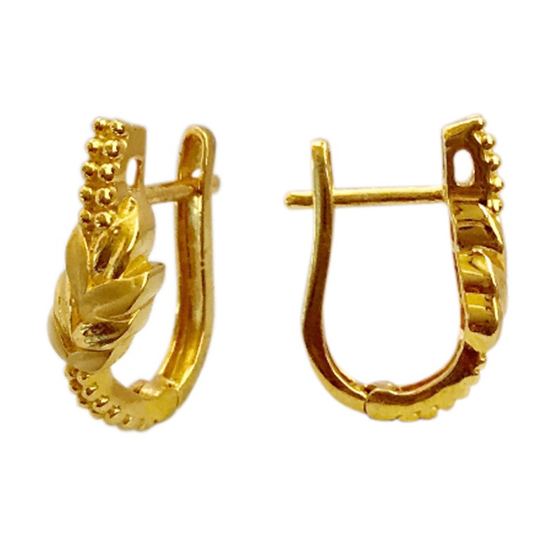 22kt real solid yellow gold party wear huggie hoop women earrings