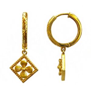 22kt yellow solid gold wedding wear huggie hoop earrings