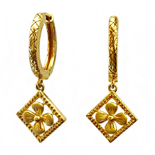 22kt yellow solid gold wedding wear huggie hoop earrings