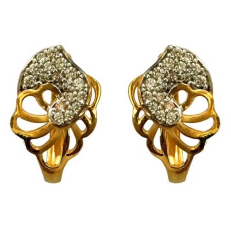 22k yellow solid gold wedding wear huggie hoop earrings 6 grams - Image 2