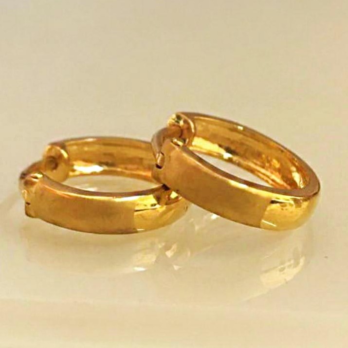 22 kt yellow solid gold party wedding wear huggie hoop earrings
