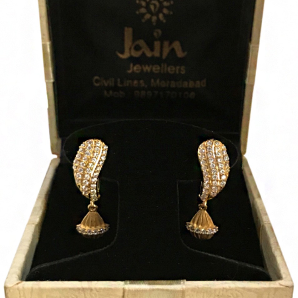 22kt solid yellow gold cubic zircon huggie hoop earrings 8 grams - Image 4