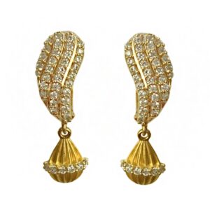 22kt solid yellow gold cubic zircon huggie hoop earrings 8 grams