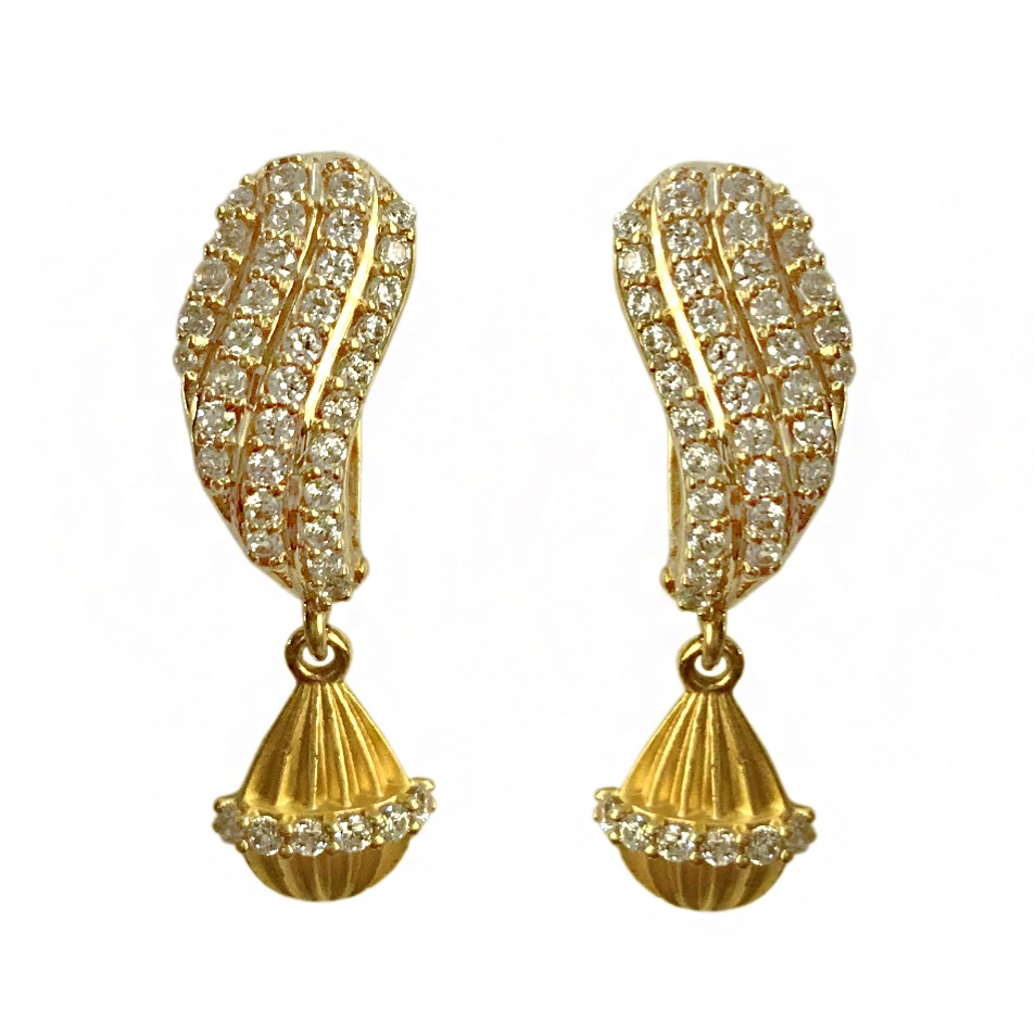 22kt solid yellow gold cubic zircon huggie hoop earrings 8 grams - Image 2