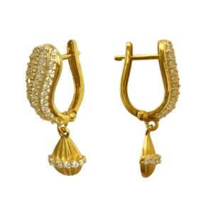 22kt solid yellow gold cubic zircon huggie hoop earrings 8 grams