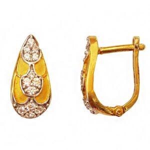 18kt yellow solid gold cubic zirconia huggie hoop women's earrings
