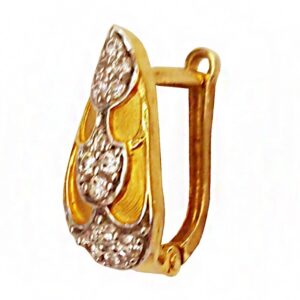 18kt yellow solid gold cubic zirconia huggie hoop women's earrings