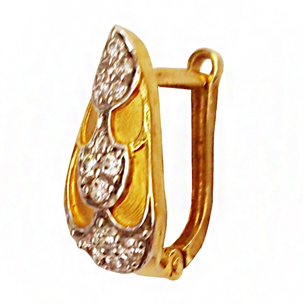 18kt yellow solid gold cubic zirconia huggie hoop women's earrings - Image 2