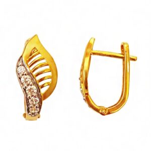 22kt yellow solid gold zircon huggie hoop women earrings